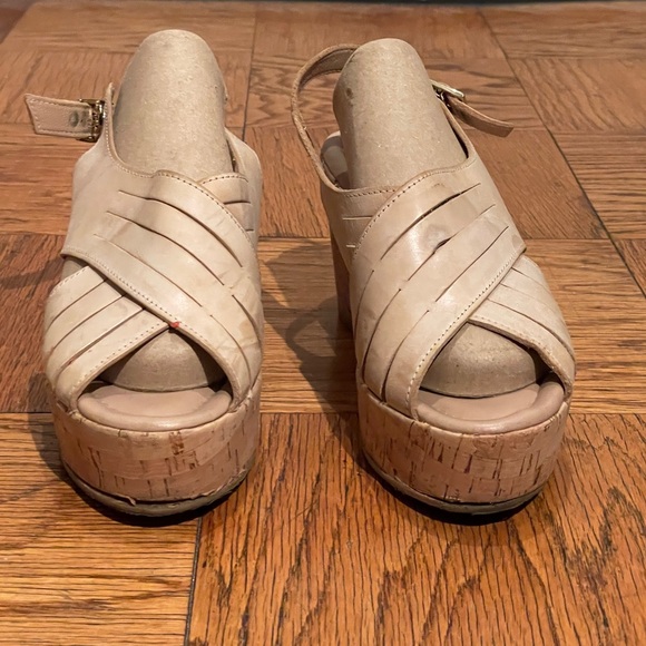 Cordani Slingback Wedge Leather Cork Platform Sandal, Size 40, GUC, “Julia” - Picture 3 of 15